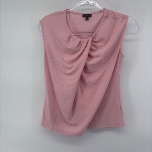 Talbots Petites Pink Sleeveless Blouse Top Textured Draped Career Casual‎